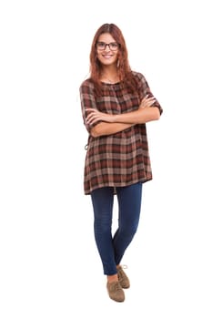 Studio shot of a beautiful young casual woman