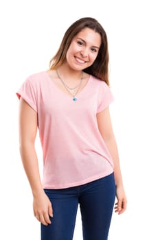 Studio shot of a beautiful young casual woman
