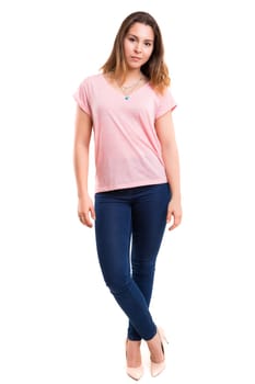 Studio shot of a beautiful young casual woman