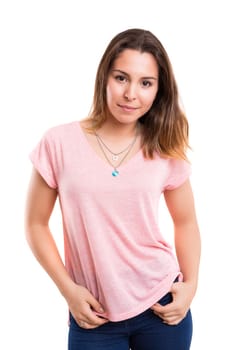 Studio shot of a beautiful young casual woman