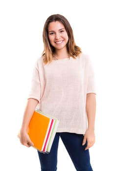 Young student posing over a white background