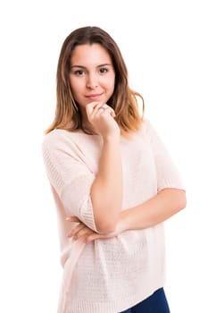 Studio shot of a beautiful young casual woman
