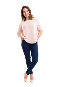 Studio shot of a beautiful young casual woman