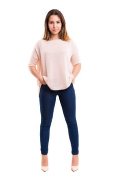 Studio shot of a beautiful young casual woman