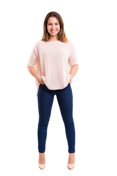 Studio shot of a beautiful young casual woman