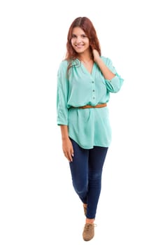 Studio shot of a beautiful young casual woman
