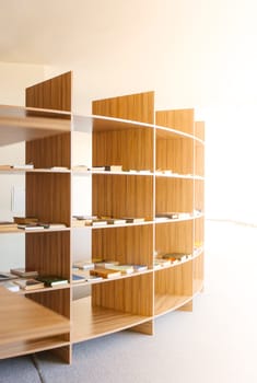 The View of shelves with books in library