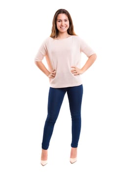 Studio shot of a beautiful young casual woman