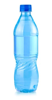 The blue Soda water bottle. Isolated on white