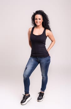 Studio shot of a beautiful young casual woman