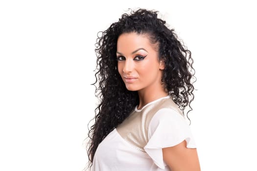 Studio shot of a beautiful young casual woman