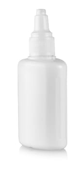 The White bottle nose spray on white background isolation