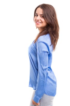 Studio shot of a beautiful young casual woman