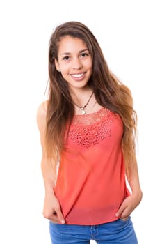 Studio shot of a beautiful young casual woman