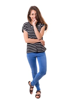 Studio shot of a beautiful young casual woman
