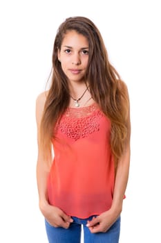 Studio shot of a beautiful young casual woman