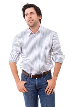Studio picture of a casual man posing isolated