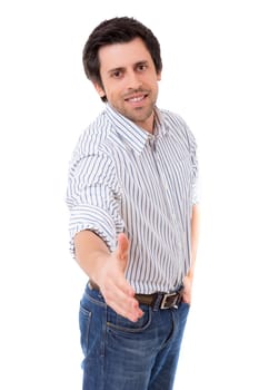 Young business man offering handshake