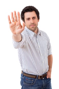 Young business man ordering you to stop
