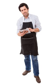Young man searching for a new recipe over the internet