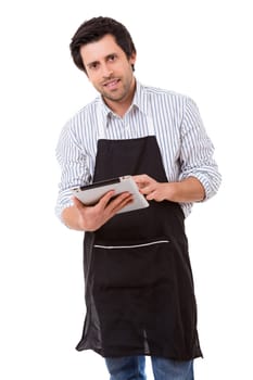 Young man searching for a new recipe over the internet