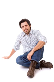 Studio picture of a casual man posing isolated