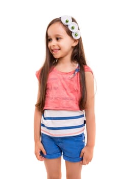 Beautiful young girl posing isolated over white
