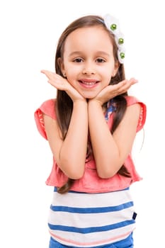 Beautiful young girl posing isolated over white