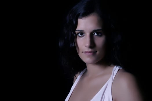 Young Beautiful Woman Portrait Isolated on Black Background