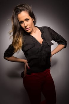 Sensual studio shot of a beautiful young woman