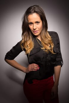 Sensual studio shot of a beautiful young woman