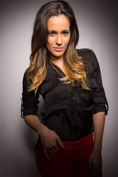 Sensual studio shot of a beautiful young woman