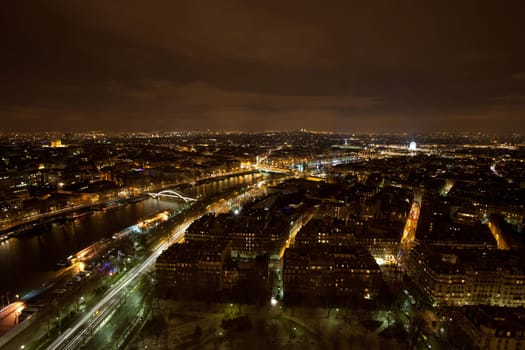 View from the top of the Eiffel tower in Paris, France