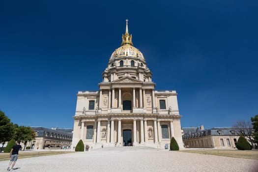 PARIS, FRANCE - AUGUST 15, 2016: View of Dome des Invalides, burial site of Napoleon Bonaparte, Paris, France