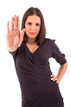 Business woman making stop sign