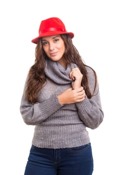 A beautiful young woman dressed for winter
