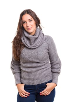 A beautiful young woman dressed for winter