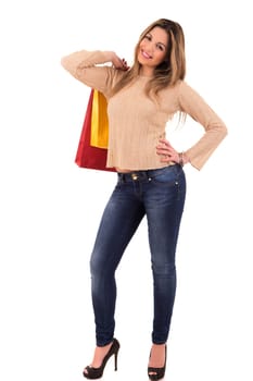 Young and beautiful woman with shopping bags