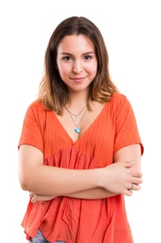 Studio shot of a beautiful young casual woman