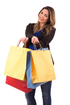 Young and beautiful woman with shopping bags