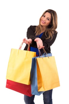 Young and beautiful woman with shopping bags