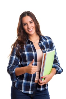 Young student posing over a white background