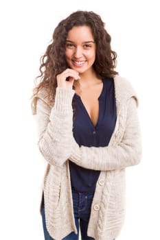 Studio shot of a beautiful young casual woman