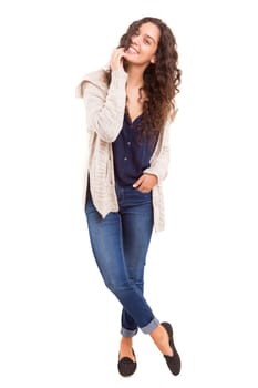 Studio shot of a beautiful young casual woman
