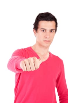 Young casual boy posing isolated