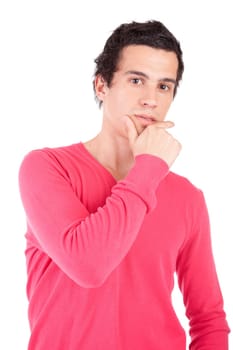 Young casual boy posing isolated