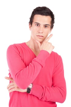 Young casual boy posing isolated