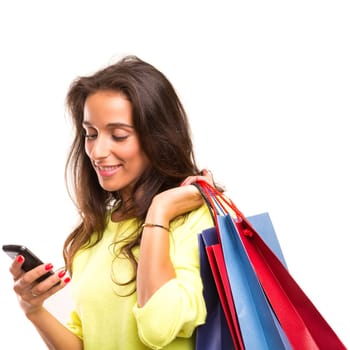 Happy beautiful woman with shopping bags