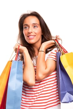 Happy beautiful woman with shopping bags