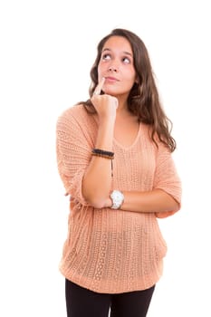 Studio shot: Young woman having a great idea
